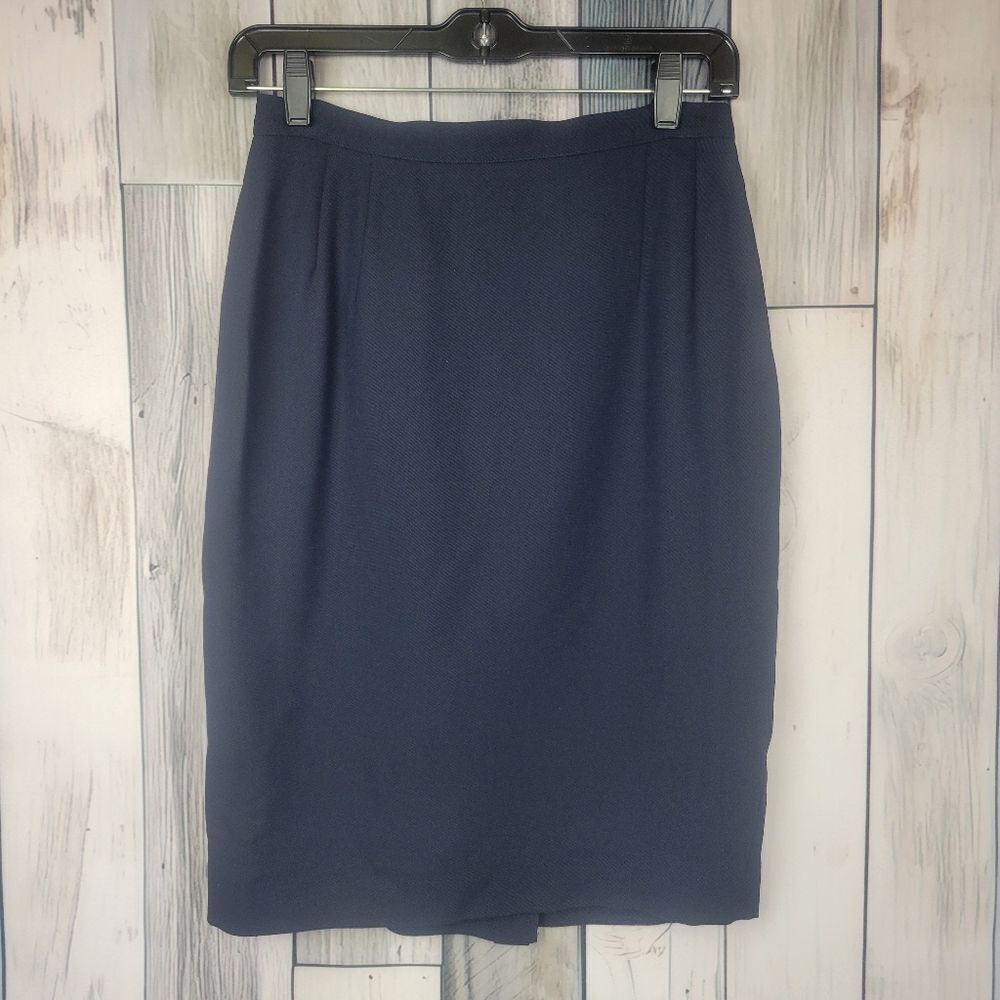 Vintage Giorgio Armani Straight Navy Blue Skirt Size 8